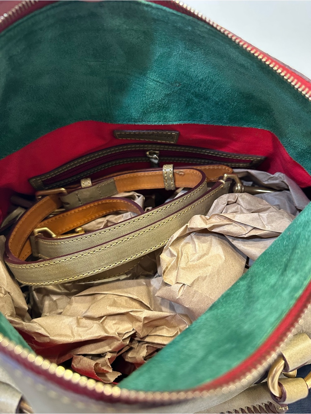 Dooney & Bourke Florentine “Fern” Leather Top-Handle Satchel with Red Zip Trim - Picture 4 of 6